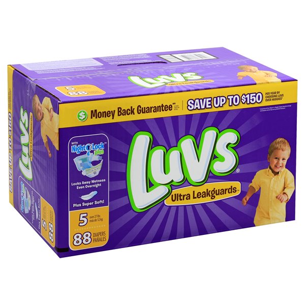 Size N 40 ea Luvs Ultra Leakguards Diapers with Night Lock 