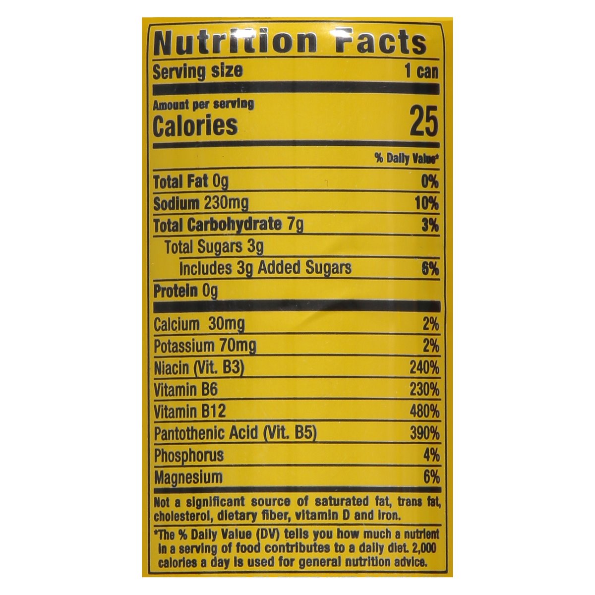 monster energy drink nutrition label