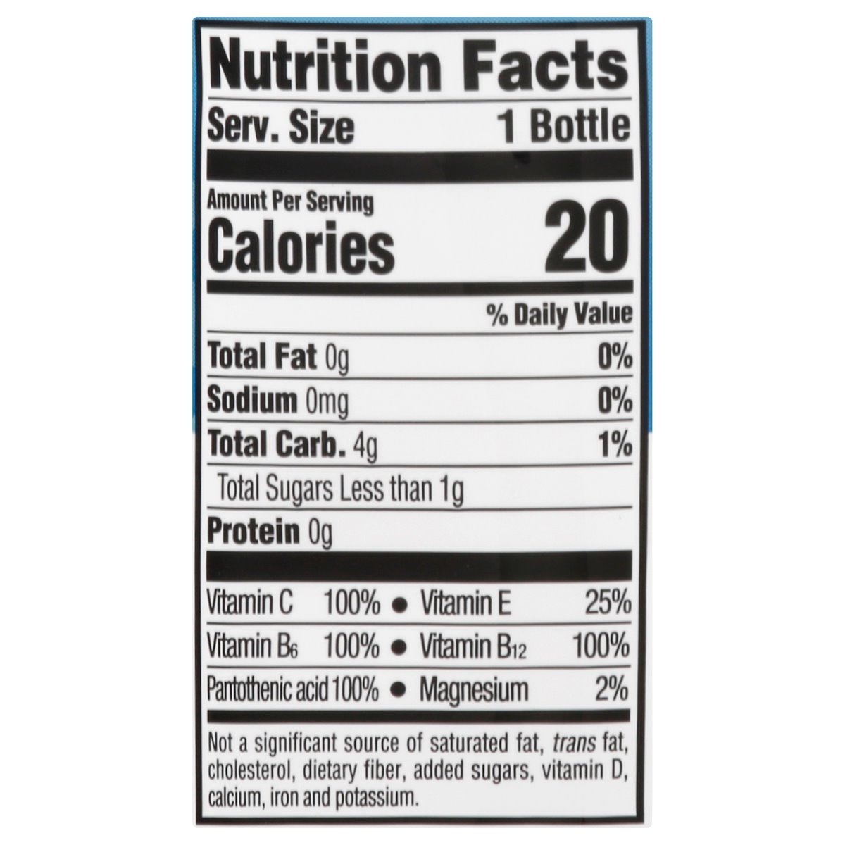 Propel ingredients label